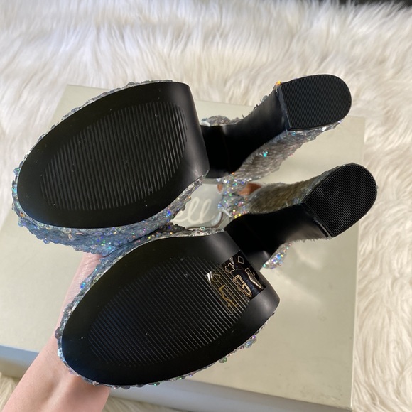 Shelly’s London • Goldie Platform Iridescent Sequin Sandals - Picture 4 of 13